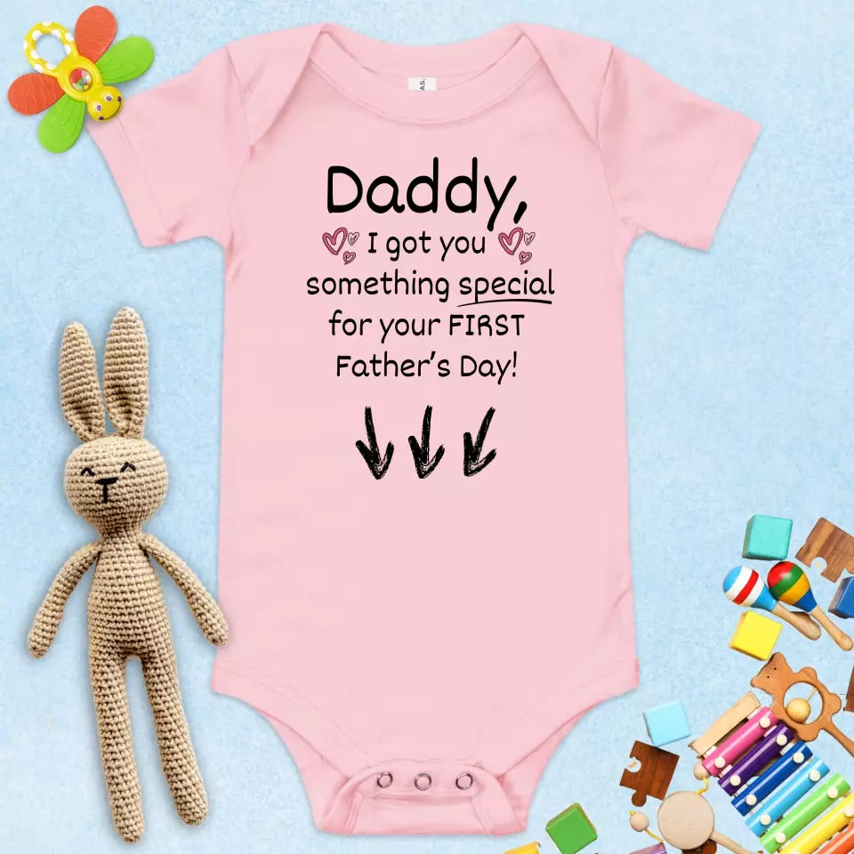 1st Father's Day Surprise Baby Onesie