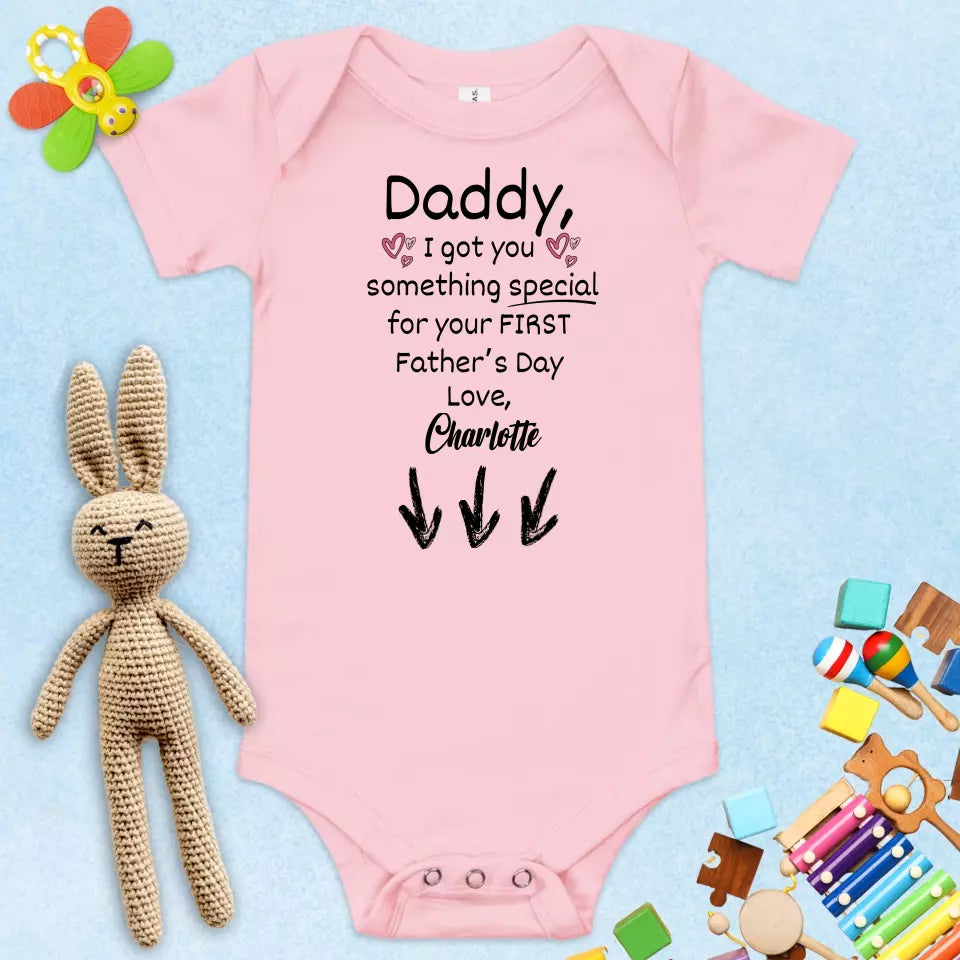 1st Father's Day Surprise Baby Onesie