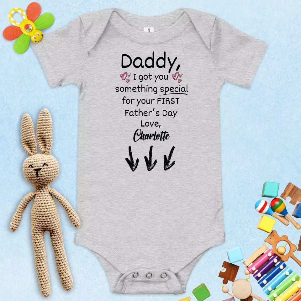 1st Father's Day Surprise Baby Onesie