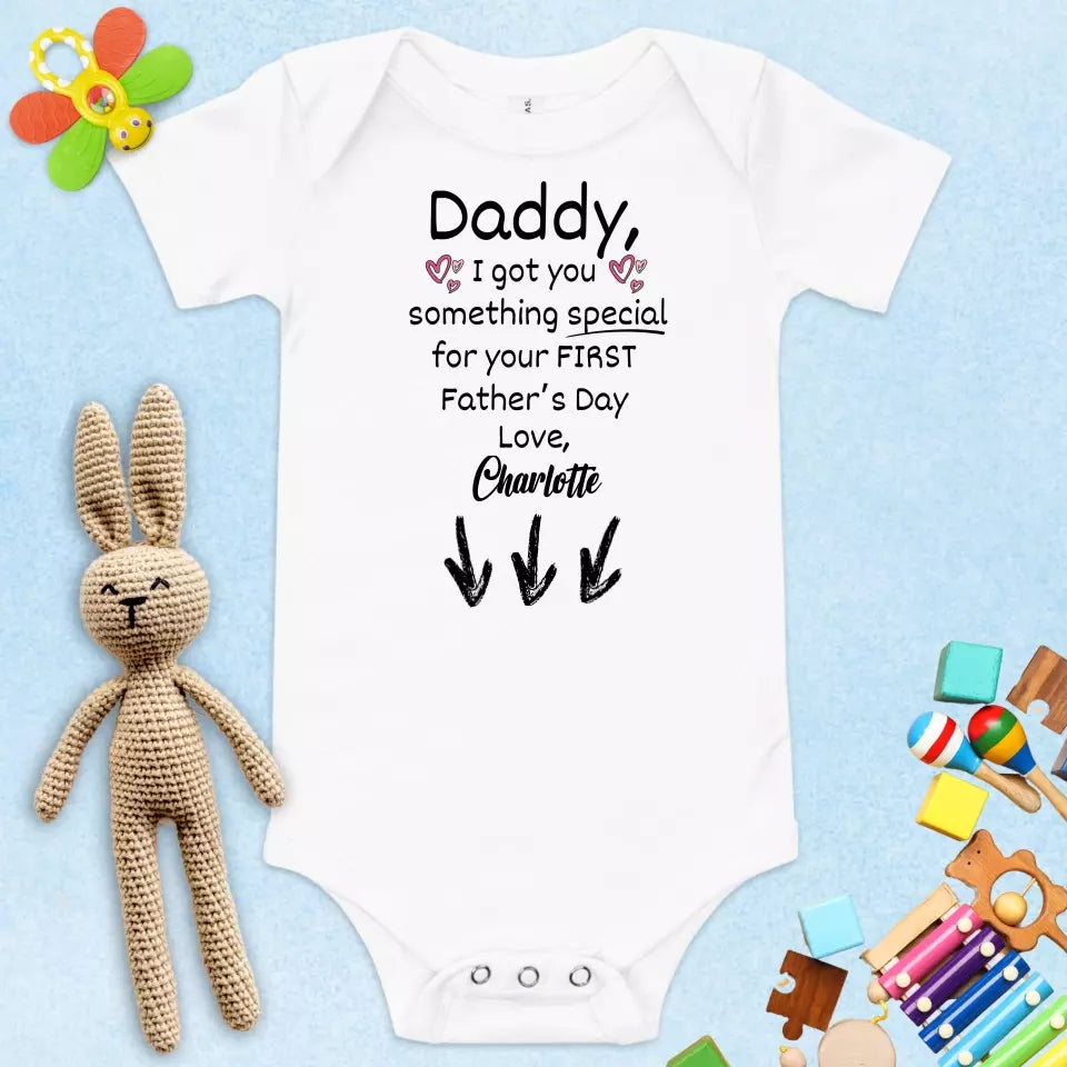 1st Father's Day Surprise Baby Onesie