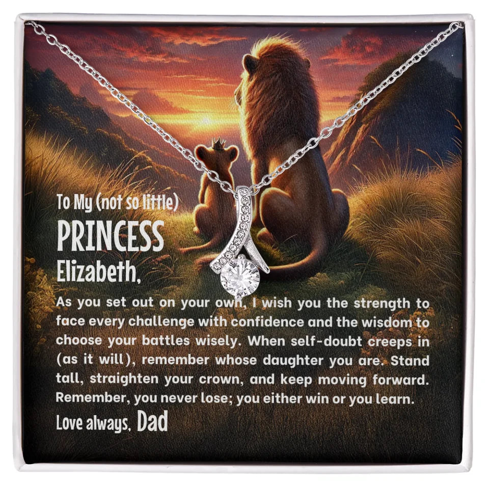 To My Princess - Straighten Your Crown - Necklace With Personalized Gift Card