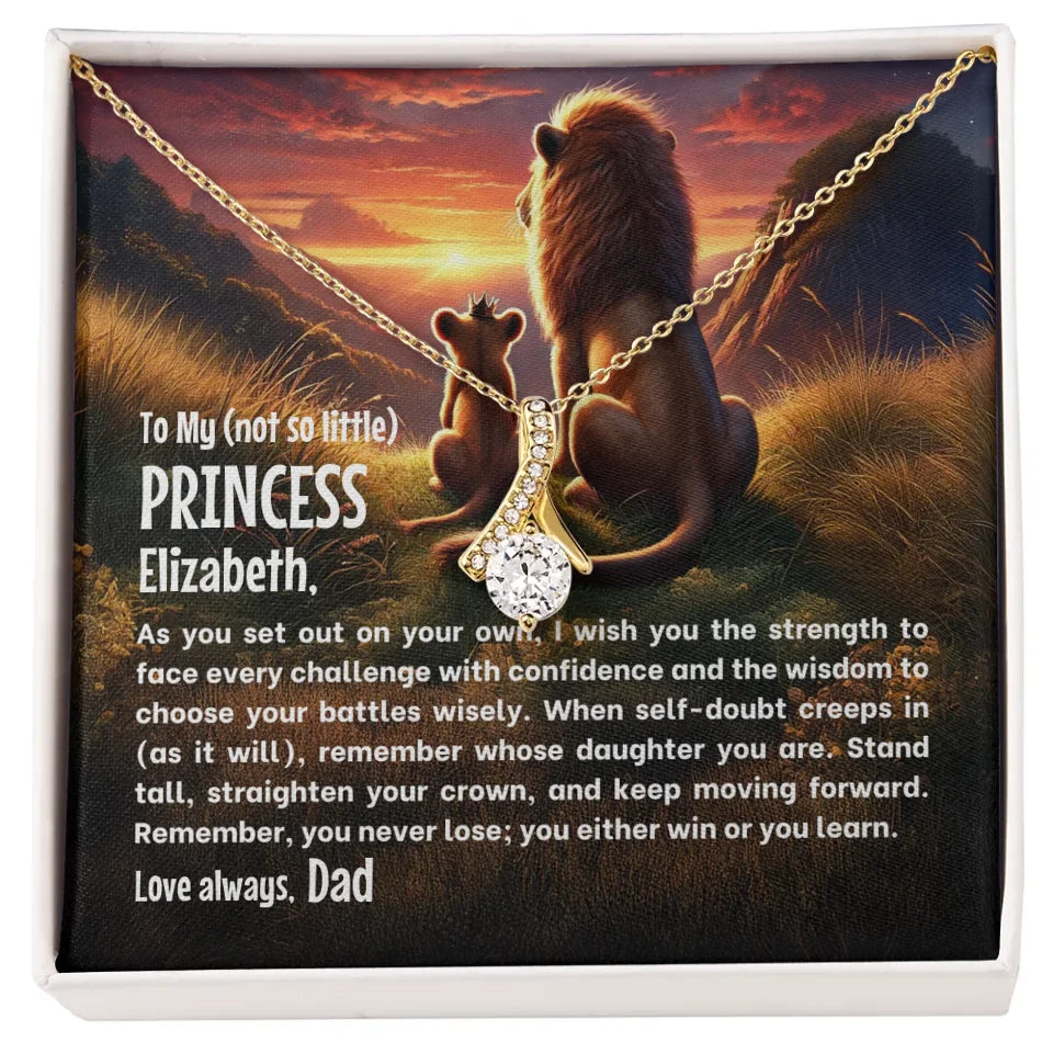 To My Princess - Straighten Your Crown - Necklace With Personalized Gift Card