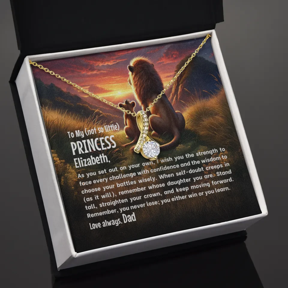 To My Princess - Straighten Your Crown - Necklace With Personalized Gift Card