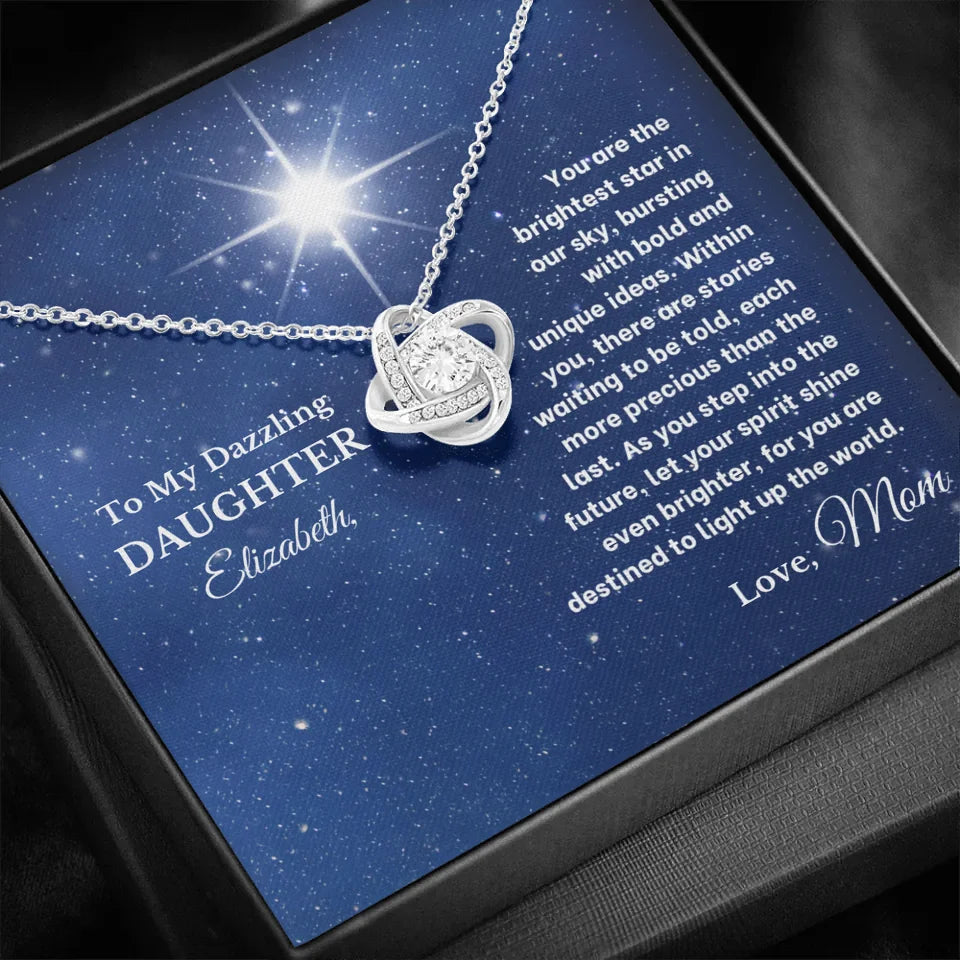 To Amazing Daughter - Brightest Star - Necklace With Personalized Gift Card