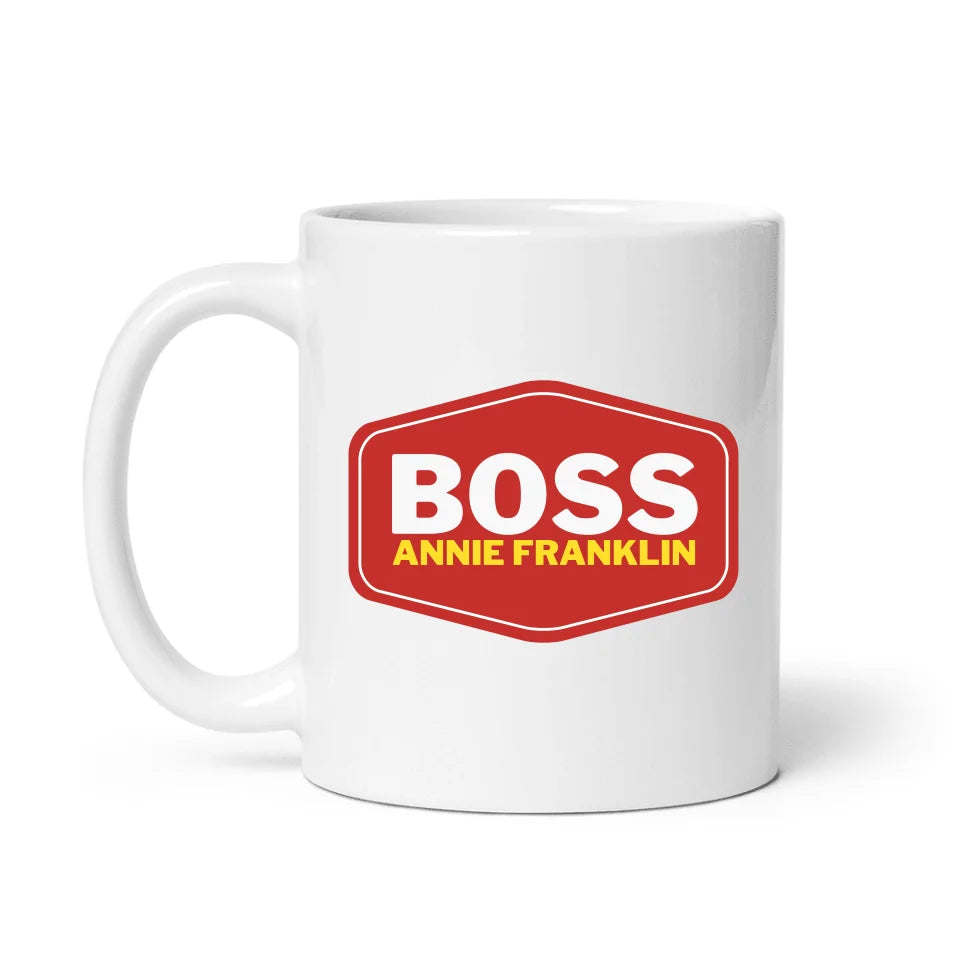 For The Boss - Red Boss Badge - Personalized Mug