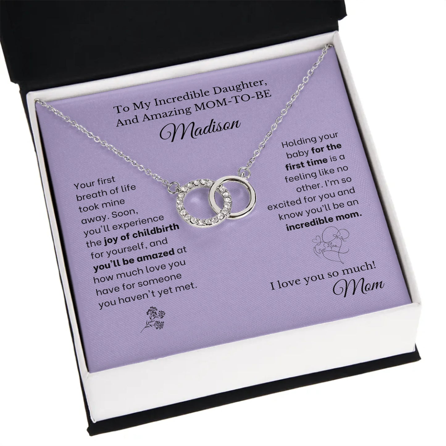 To Daughter and Mom-To-Be - First Breath - Necklace With Personalized Gift Card