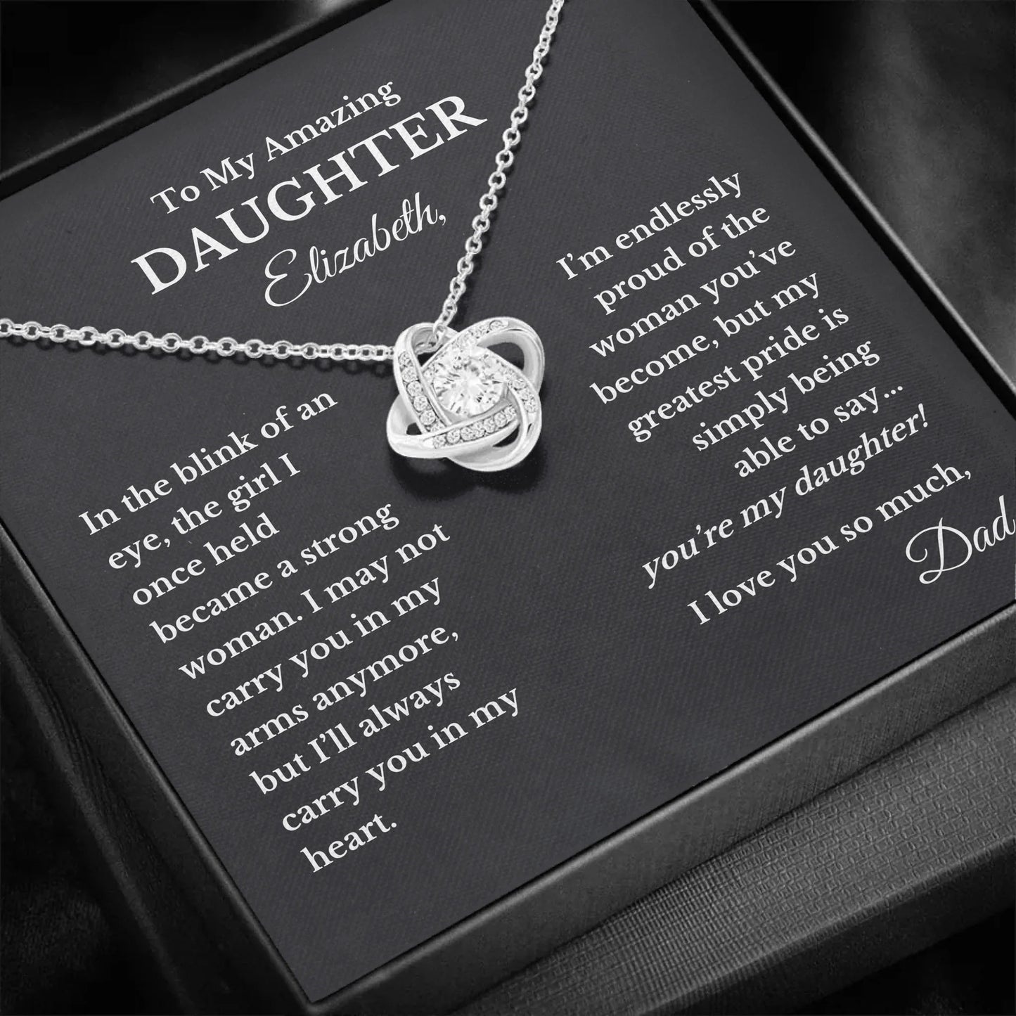To Amazing Daughter - Blink Of An Eye - Necklace With Personalized Gift Card
