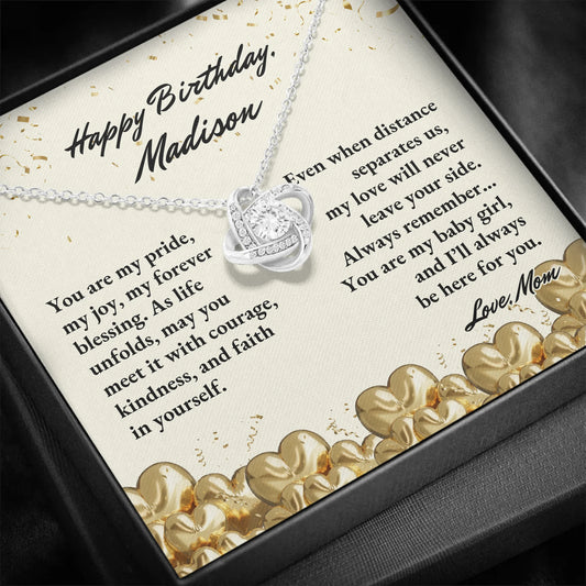 Pride and Joy Birthday Wishes For Daughter Love Knot Necklace
