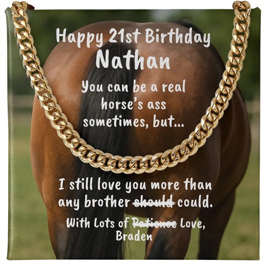 Horse's A$$ Cuban Link Chain With Personalized Message Card