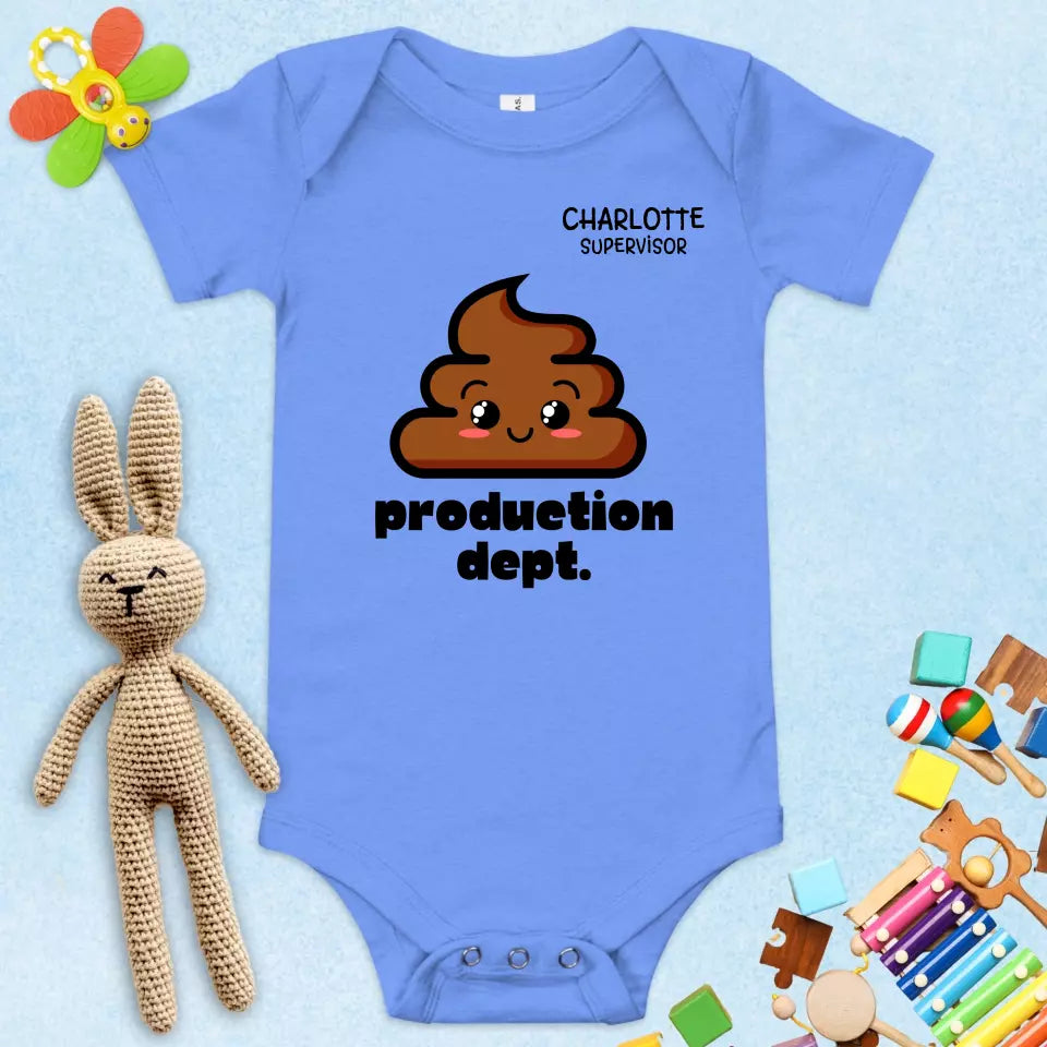 Poopy Production Dept. Baby Onesie