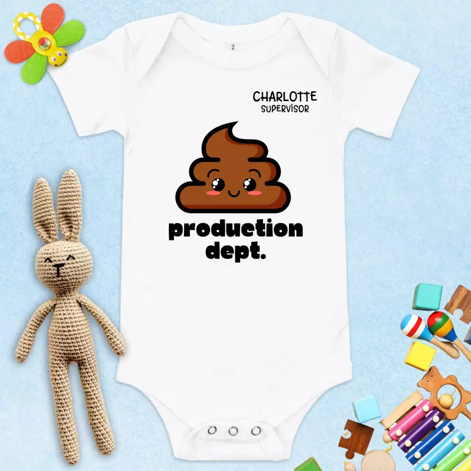 Poopy Production Dept. Baby Onesie