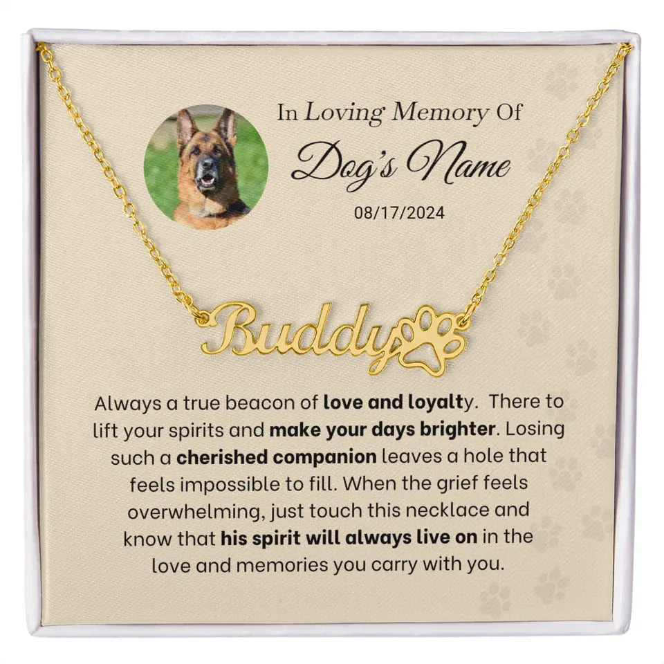 In Loving Memory - Beacon Of Love - Paw-Print Necklace