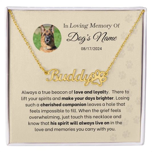 In Loving Memory - Beacon Of Love - Paw-Print Necklace