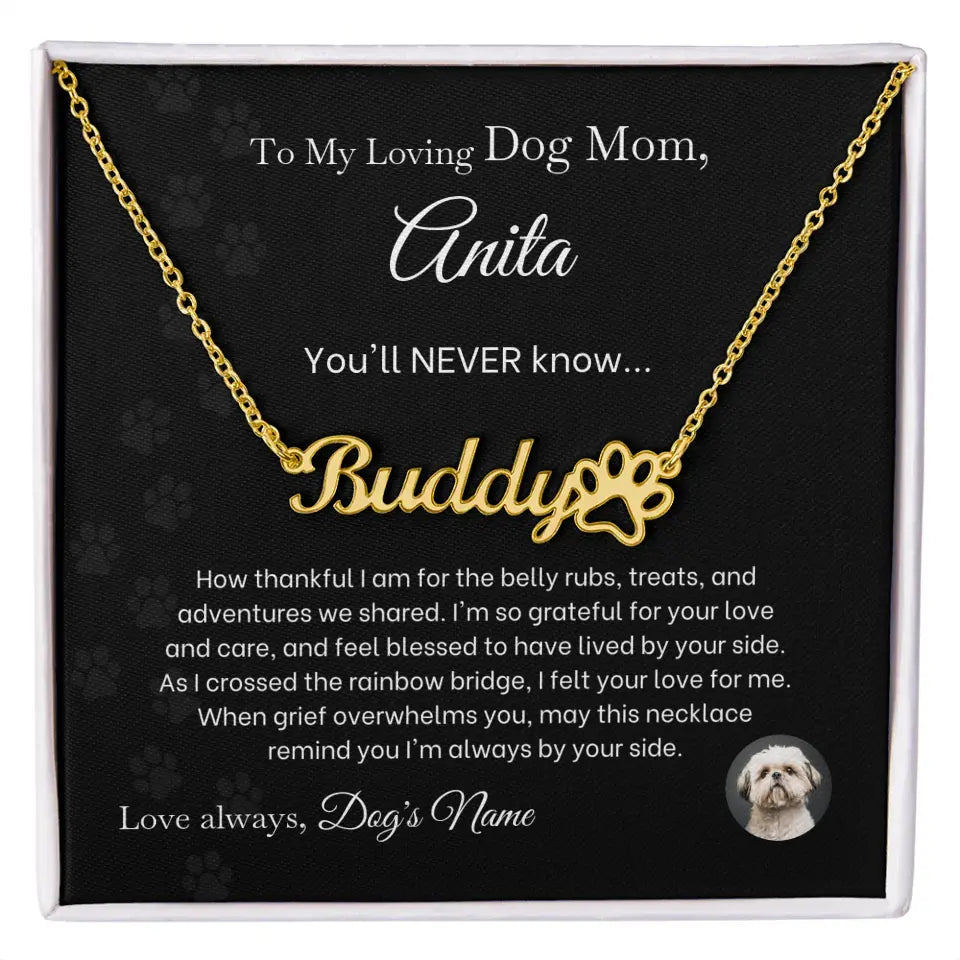 To My Loving Dog Mom - You'll Never Know - Paw-Print Necklace