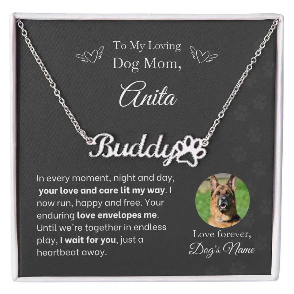 To My Loving Dog Mom - Enduring Love - Paw-Print Necklace