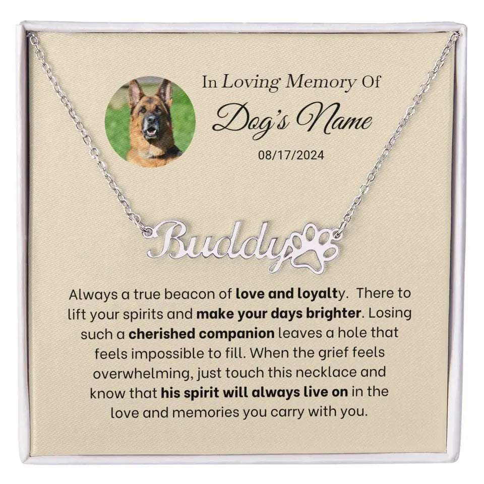 In Loving Memory - Beacon Of Love - Paw-Print Necklace