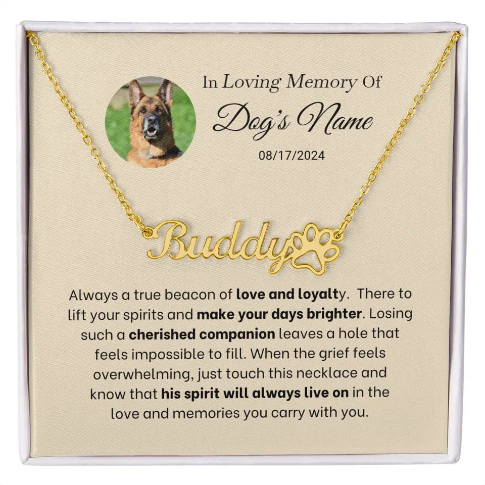 In Loving Memory - Beacon Of Love - Paw-Print Necklace