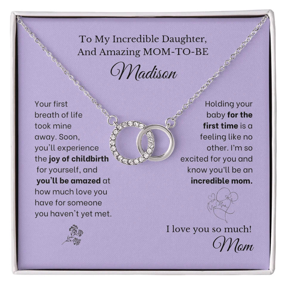 To Daughter and Mom-To-Be - First Breath - Necklace With Personalized Gift Card