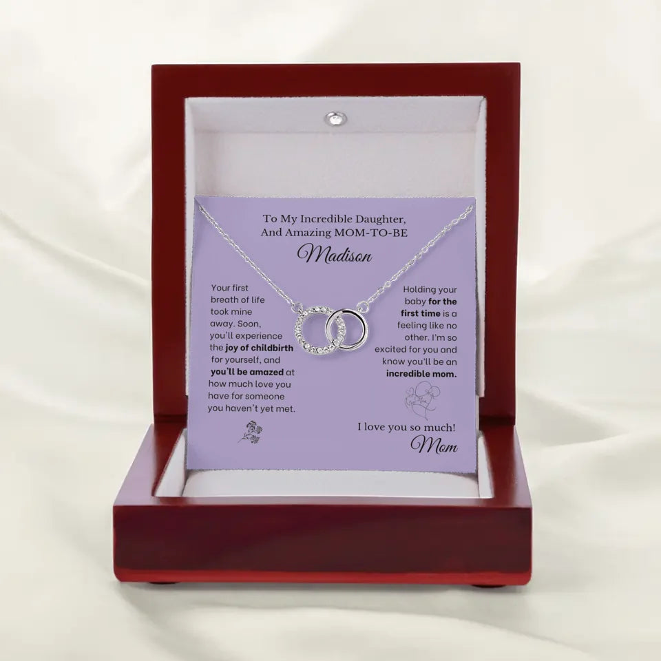 To Daughter and Mom-To-Be - First Breath - Necklace With Personalized Gift Card