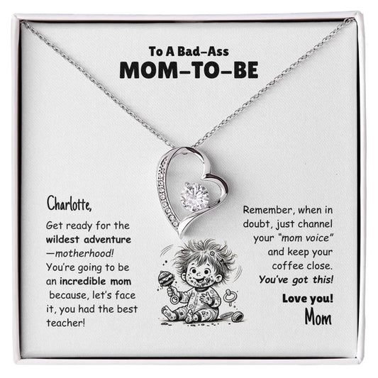 To A Bad-Ass Mom-To-Be - Wildest Adventure - Necklace With Personalized Gift Card