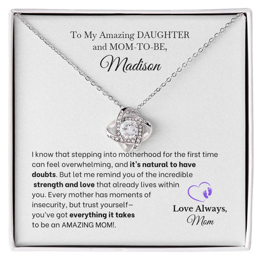 Daughter and Mom-To-Be - Doubts - Necklace With Personalized Gift Card