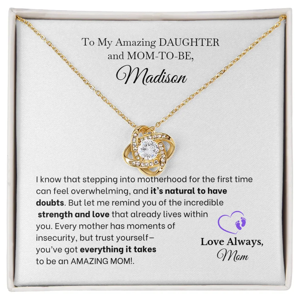 Daughter and Mom-To-Be - Doubts - Necklace With Personalized Gift Card