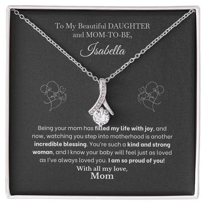 For Mom-To-Be Daughter - Incredible Blessing - Necklace With Personalized Gift Card