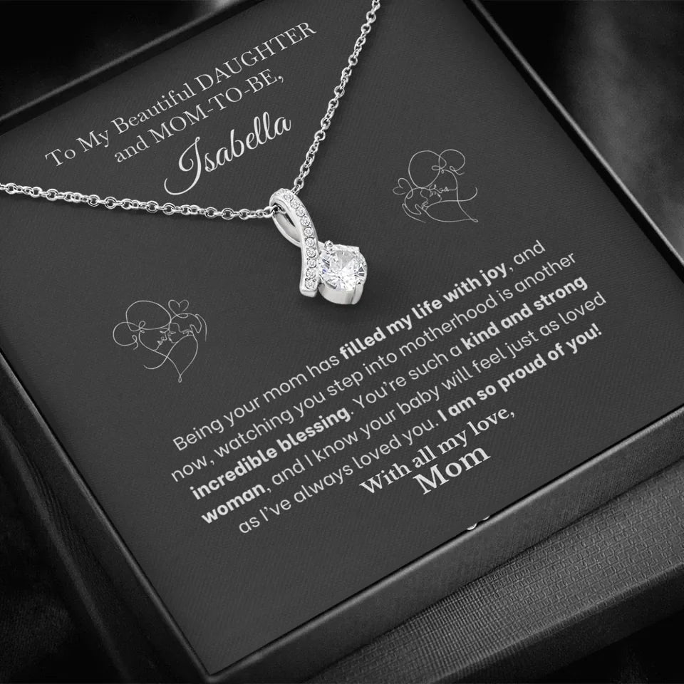 For Mom-To-Be Daughter - Incredible Blessing - Necklace With Personalized Gift Card