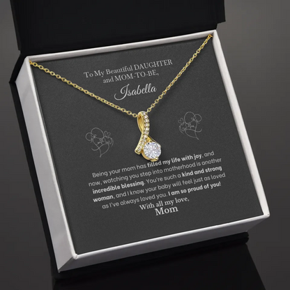 For Mom-To-Be Daughter - Incredible Blessing - Necklace With Personalized Gift Card