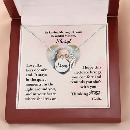 Mom Remembrance Necklace Silver w Wood Box 2
