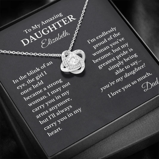 To Amazing Daughter - Blink Of An Eye - Necklace With Personalized Gift Card