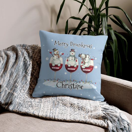 Merry Drunkmas Personalized Christmas Throw Pillow