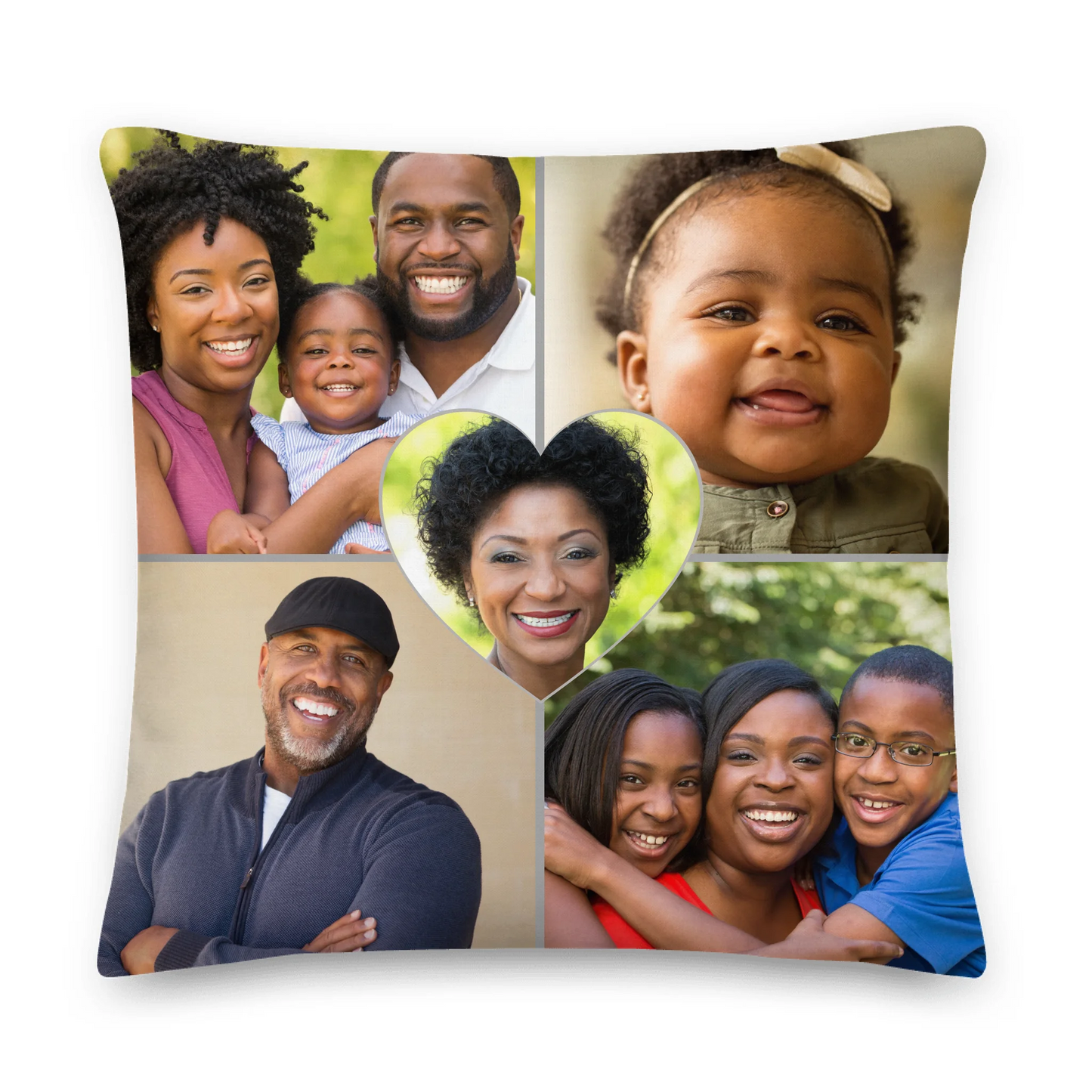 The Heart Of Our Family Photo Square Throw Pillow