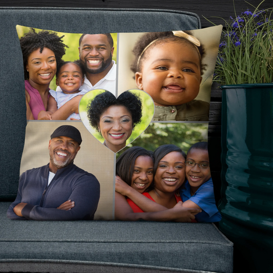 The Heart Of Our Family Photo Square Throw Pillow