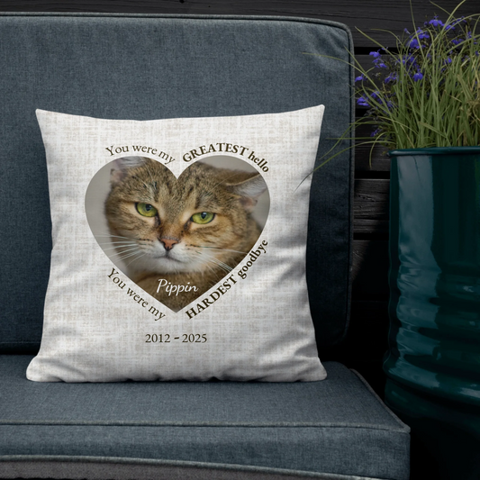 Favorite Hello Personalized Memorial Pillow With Heart-shaped Photo