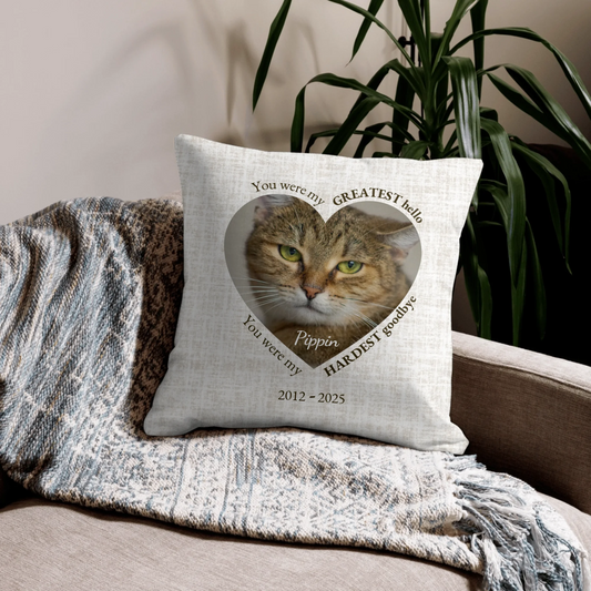 Favorite Hello Personalized Memorial Pillow With Heart-shaped Photo
