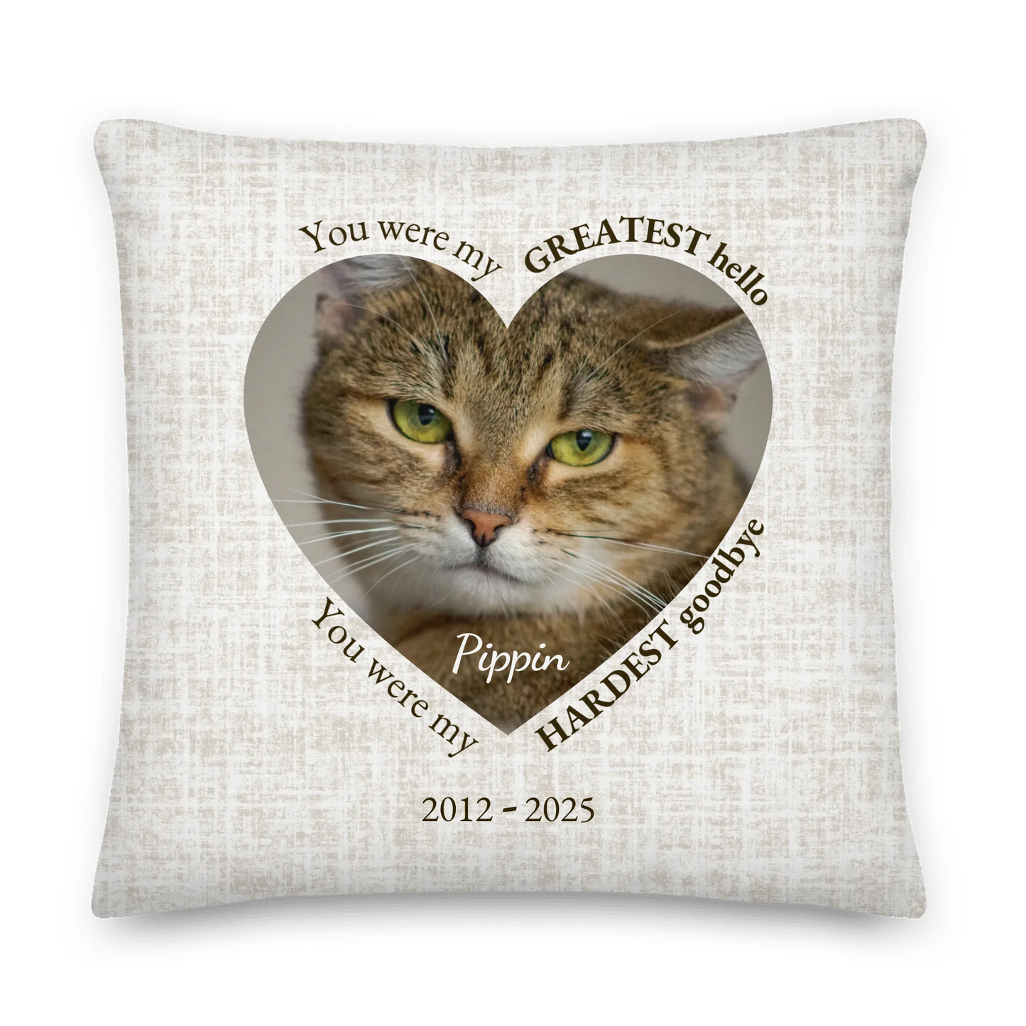 Favorite Hello Personalized Memorial Pillow With Heart-shaped Photo